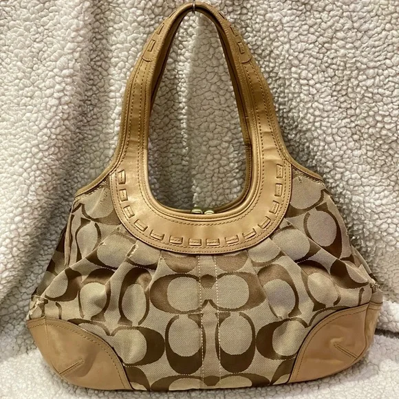 Coach Signature Tan And Gold Canvas/Leather Vintage Y2K Ergo Satchel - Picture 14 of 14